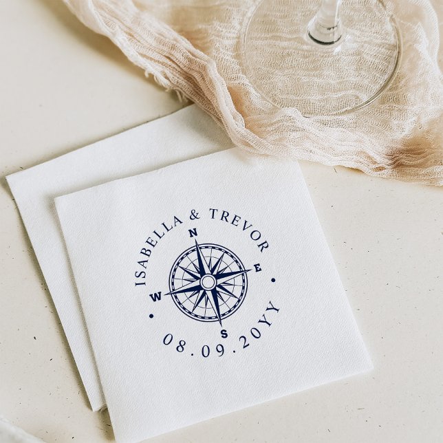 Compass Rose Nautical Wedding Napkin (Creator Uploaded)