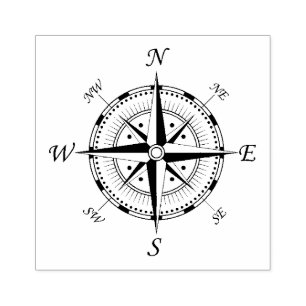 Compass Rose Outdoor Stamp, Hiking Camping Rubber Stamp