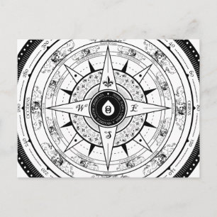 Compass Rose - Postcard (White)