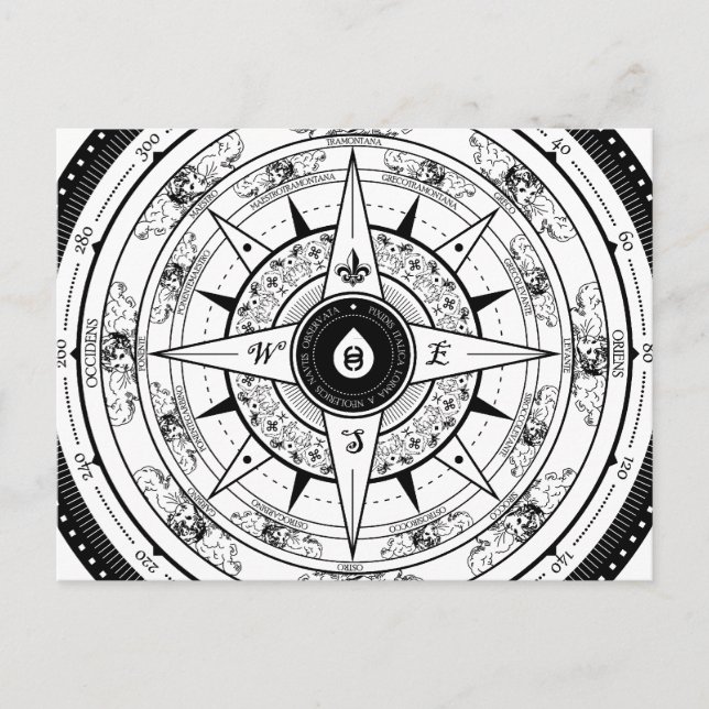 Compass Rose - Postcard (White) (Front)