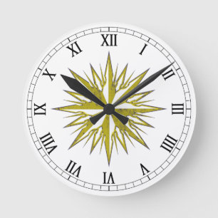 Compass Rose Round Clock