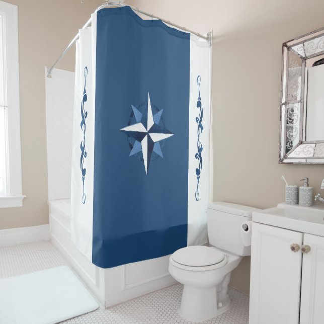 Compass Rose Shower Curtain (In Situ)
