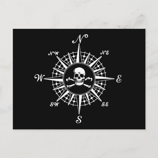 Compass Rose Skull 1 Postcard (Front)