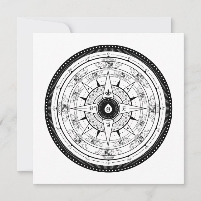 Compass Rose - Square Invitation Card (White) (Front)