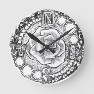 Compass Rose - Victorian Gothic Steampunk Round Clock