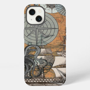 Compass Rose Vintage Nautical Octopus Ship iPhone 13 Case