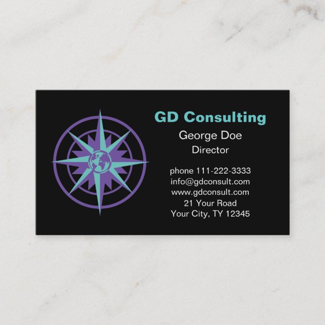 Compass Rose with Globe Business Card (Front)