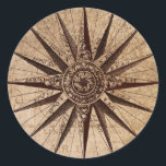 Compass Sailing Ship Discovery Age World Map Classic Round Sticker<br><div class="desc">Vintage Maps - World Map from Exploration Age</div>