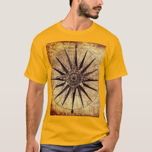 Compass Sailing Ship Discovery Age World Map T-Shirt