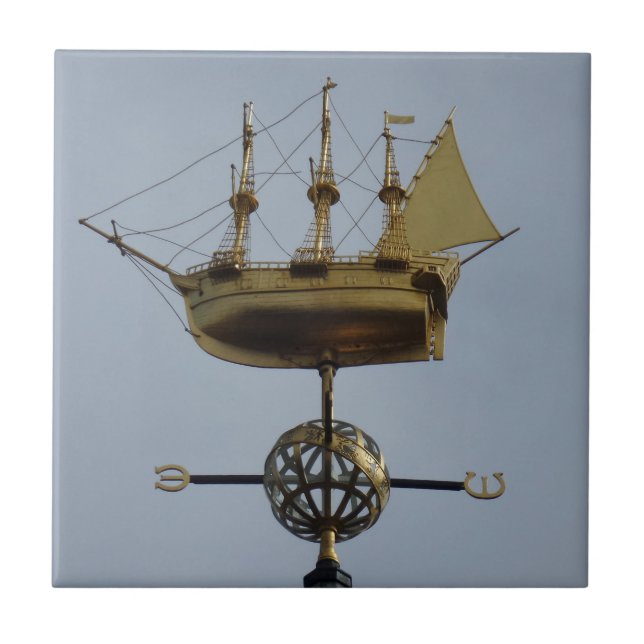 Compass Small (4.25" x 4.25") Ceramic Photo Tile (Front)