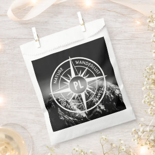 Compass star emblem monogram dramatic mountains favour bags