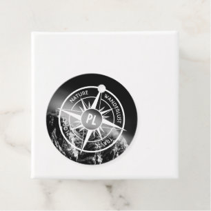 Compass star emblem monogram dramatic mountains favour tags