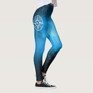 Compass star emblem monogram fog in spruce forest leggings