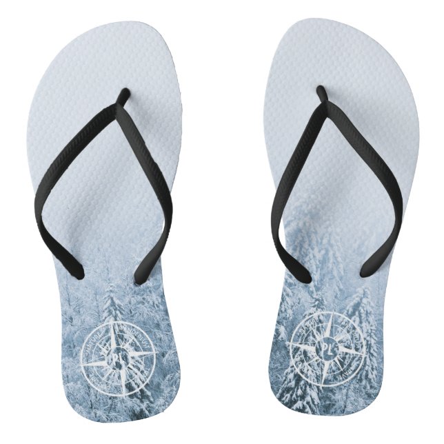 Compass star emblem monogram winter spruce forest jandals (Footbed)