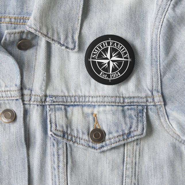 Compass star monogram personalizable emblem 6 cm round badge (In Situ)