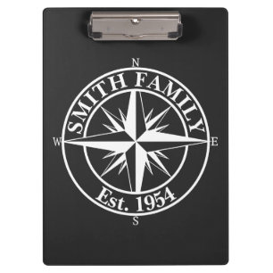 Compass star monogram personalizable emblem clipboard