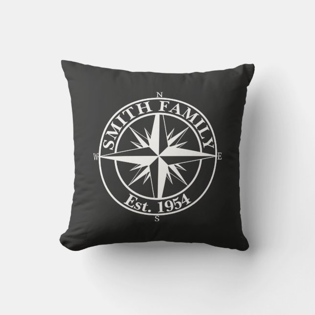 Compass star monogram personalizable emblem cushion (Front)