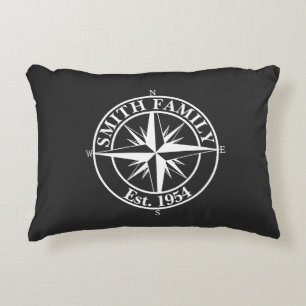 Compass star monogram personalizable emblem decorative cushion
