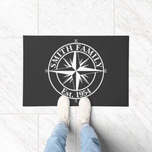 Compass star monogram personalizable emblem doormat