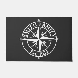 Compass star monogram personalizable emblem doormat