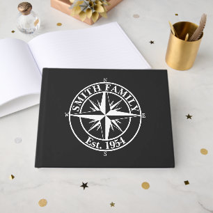 Compass star monogram personalizable emblem guest book