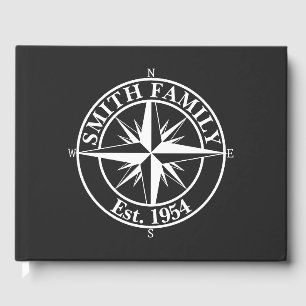 Compass star monogram personalizable emblem guest book