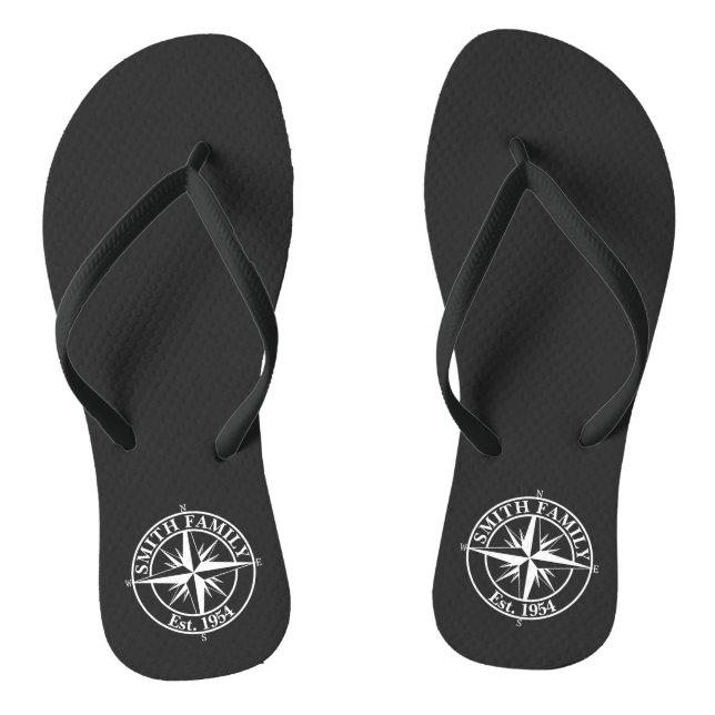 Compass star monogram personalizable emblem jandals (Footbed)