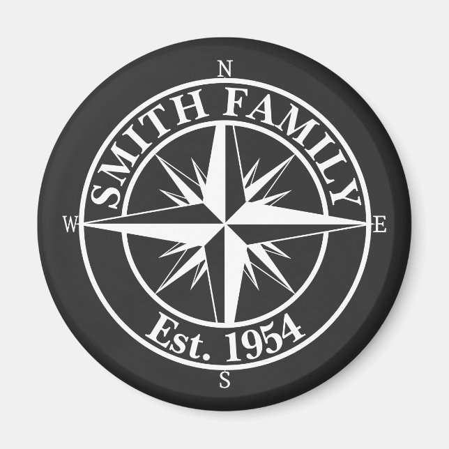 Compass star monogram personalizable emblem magnet (Front)