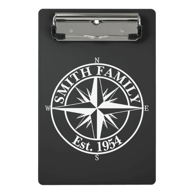 Compass star monogram personalizable emblem mini clipboard (Front)