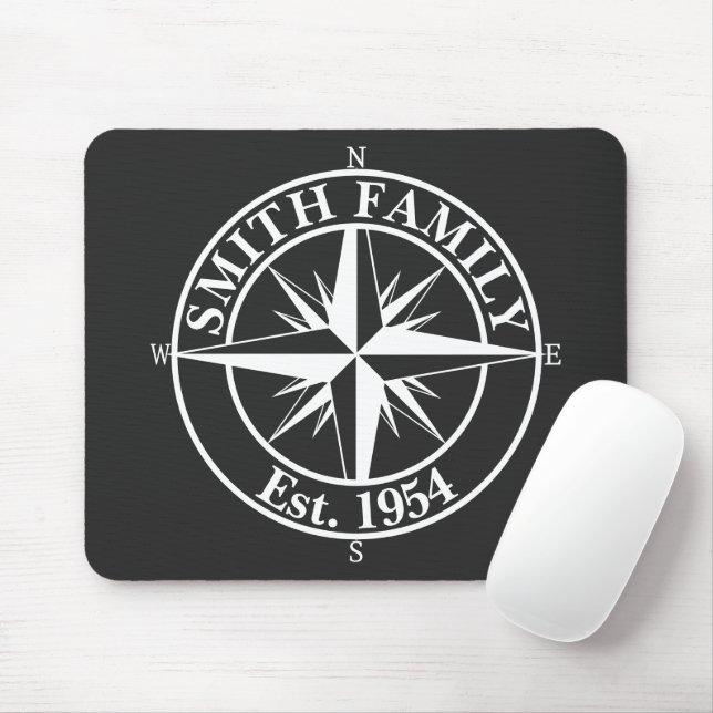 Compass star monogram personalizable emblem mouse pad (With Mouse)