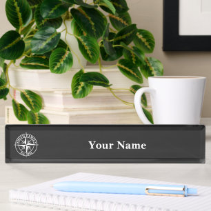 Compass star monogram personalizable emblem nameplate