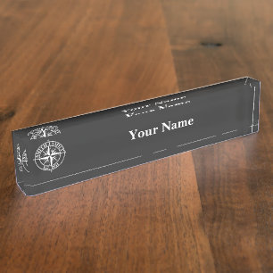Compass star monogram personalizable emblem nameplate