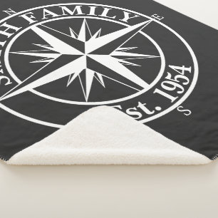 Compass star monogram personalizable emblem sherpa blanket