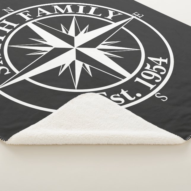 Compass star monogram personalizable emblem sherpa blanket (3/4)