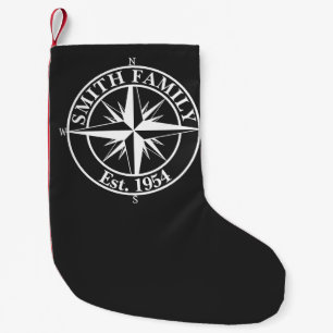 Compass star monogram personalizable emblem small christmas stocking