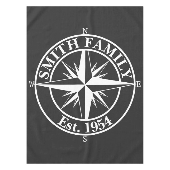 Compass star monogram personalizable emblem tablecloth (Front)