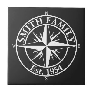 Compass star monogram personalizable emblem tile