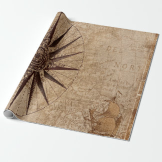 Compass Vintage Map Navigation Nautical Wrapping Paper