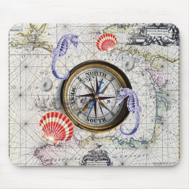 Compass Vintage Nautical Mouse Pad (Front)