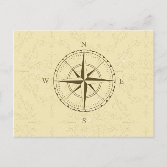 compass vintage south west east postcard (Front)