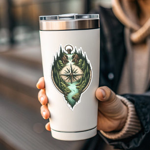 Compass Waterfall Vinyl Sticker   Die-Cut Sticker