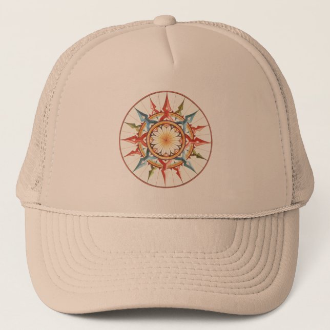 compass, wind rose trucker hat (Front)