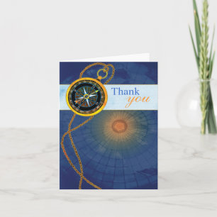Compass + World Map Business Thank You Card
