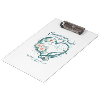 Compassion in Every Beat Nurse Heart Design Clipboard