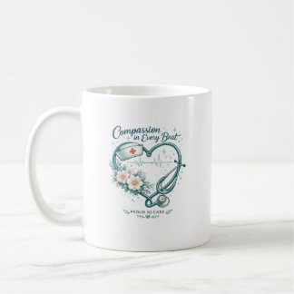 Compassion in Every Beat Nurse Heart Design Coffee Mug