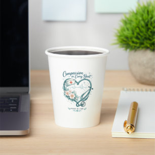 Compassion in Every Beat Nurse Heart Design Paper Cups