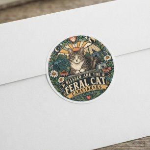 Compassionate Cream Retro Feral Cat Classic Round Sticker