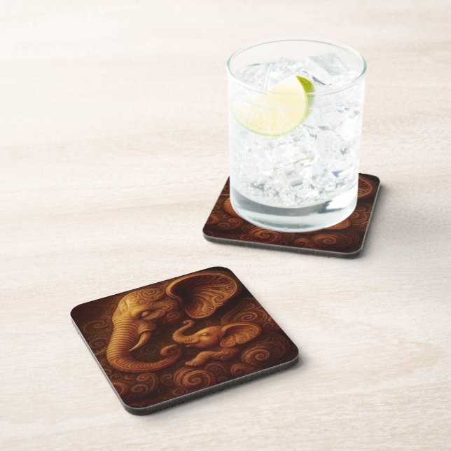 Compassionate Elephants Beverage Coaster (Right Side)
