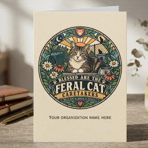 Compassionate Forest Green Retro Feral Cat Note Card