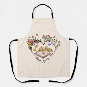 Compassionate Librarian – Floral Heart Design Apron